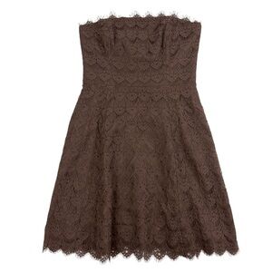 Shoshanna Chocolate Brown Lace Strapless Dress Cocktail Style